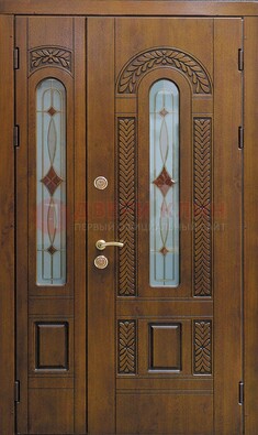 Темная стальная дверь с виноритом и стеклом ДВТ-179 в Можайске