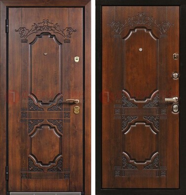 Коричневая железная дверь с виноритом и узором ДВТ-211 в Долгопрудном