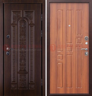 Темная металлическая дверь с виноритом и узором ДВТ-224 в Долгопрудном
