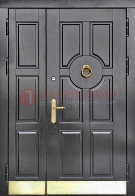 Черная металическая дверь с виноритом для дома ДВТ-241 в Долгопрудном