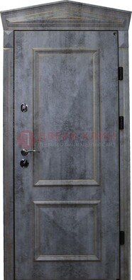 Серая железная уличная дверь с виноритом ДВТ-60 в Долгопрудном
