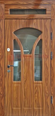 Коричневая классическая входная дверь с виноритом ДВТ-66 в Волжском