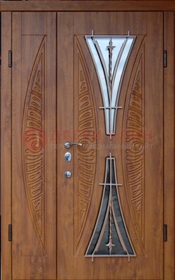 Входная классическая дверь с терморазрывом и коричневым МДФ ДВТ-76 в Долгопрудном