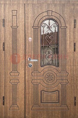 Железная классическая дверь с терморазрывом и рисунком ДВТ-77 в Серпухове