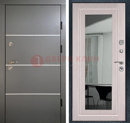Черная металлическая дверь с зеркалом ДЗ-12 в Долгопрудном