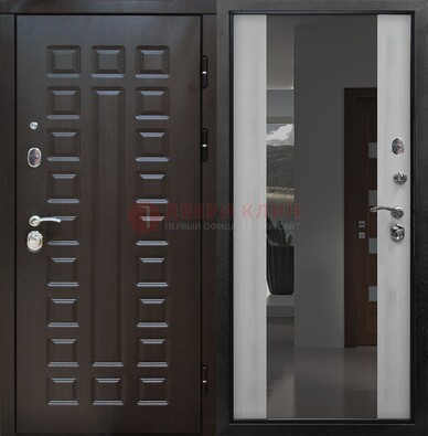 Коричневая металлическая дверь с зеркалом ДЗ-22 в Сосновый Бор