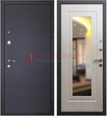 Черная металлическая дверь с зеркалом ДЗ-26 в Долгопрудном