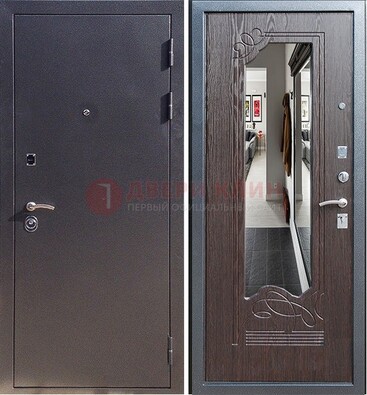 Черная входная дверь с зеркалом МДФ внутри ДЗ-29 в Долгопрудном