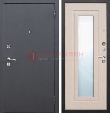 Черная входная дверь с зеркалом МДФ внутри ДЗ-31 в Долгопрудном