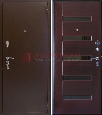 Темная железная дверь с зеркалом ДЗ-42 в Долгопрудном