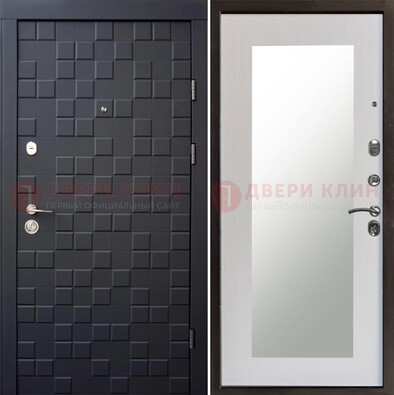 Черная стальная дверь МДФ и зеркалом ДЗ-50 в Долгопрудном