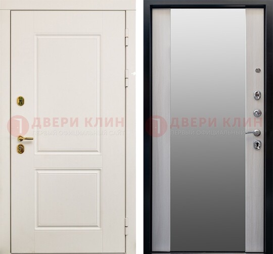 Белая стальная дверь с большим зеркалом ДЗ-73