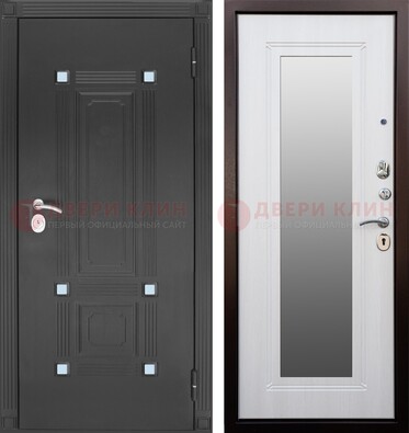 Стальная черная дверь МДФ с зеркалом ДЗ-76 в Долгопрудном