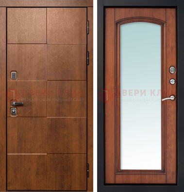 Белая филенчатая дверь с фрезерованной МДФ и зеркалом ДЗ-81 в Долгопрудном