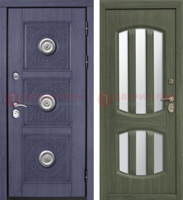 Стальная дверь с узором на МДФ и зеркальными вставками ДЗ-87 в Долгопрудном